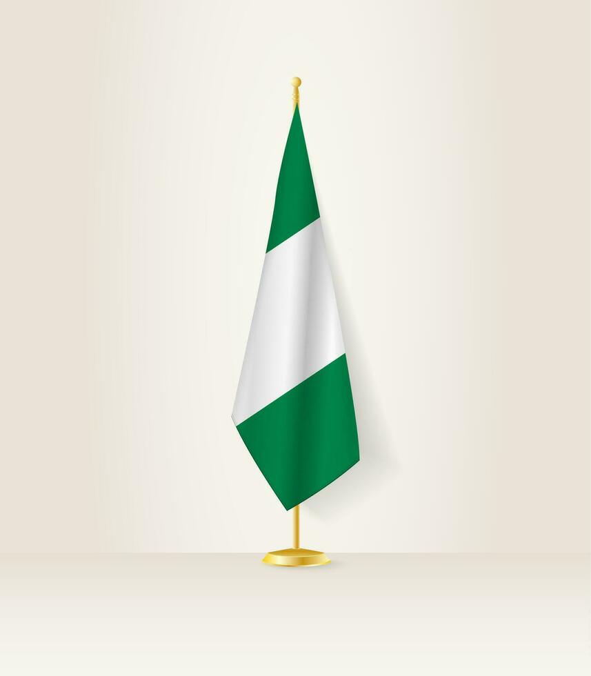 Nigeria flag on a flag stand. vector