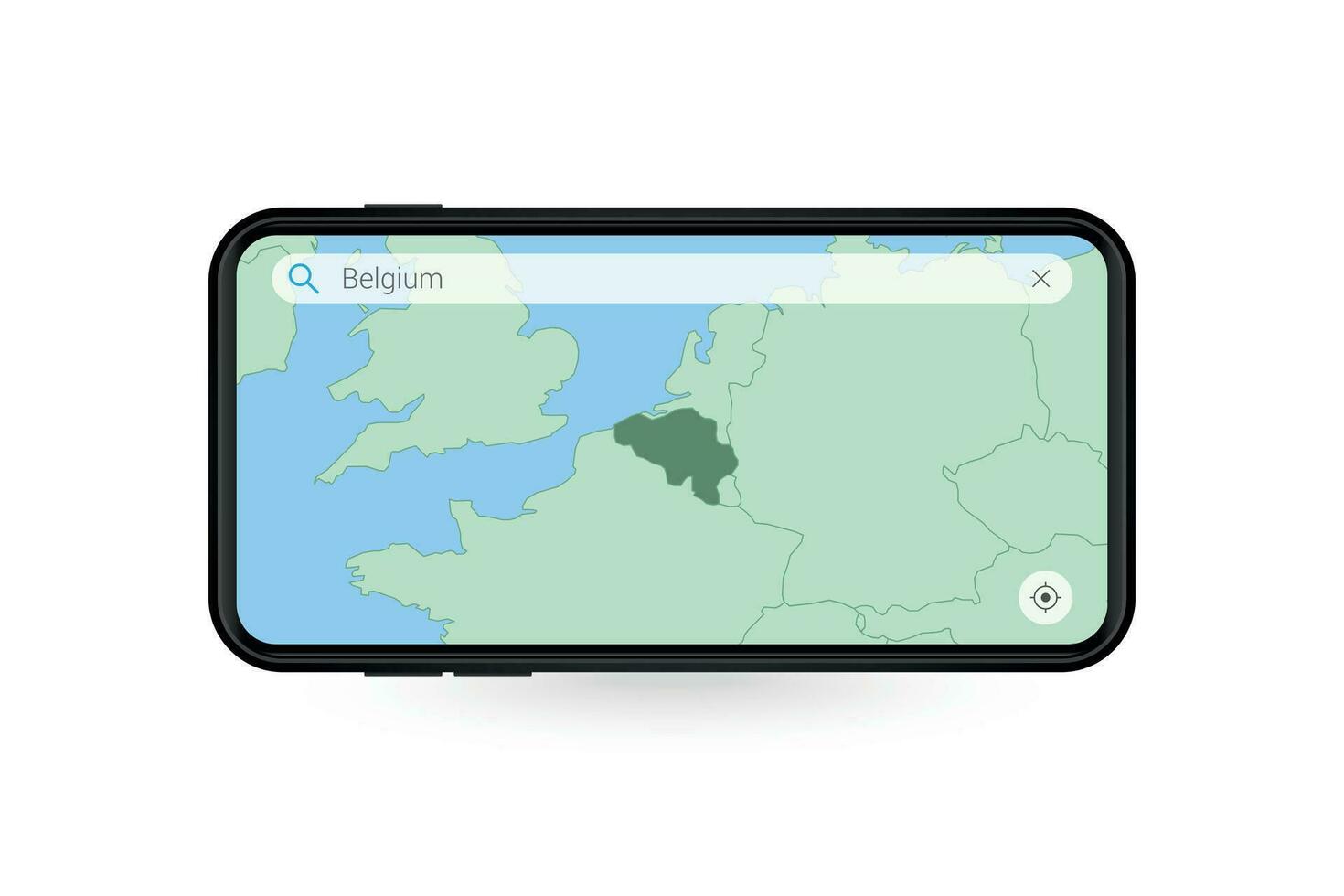 Searching map of Belgium in Smartphone map application. Map of Belgium in Cell Phone. vector