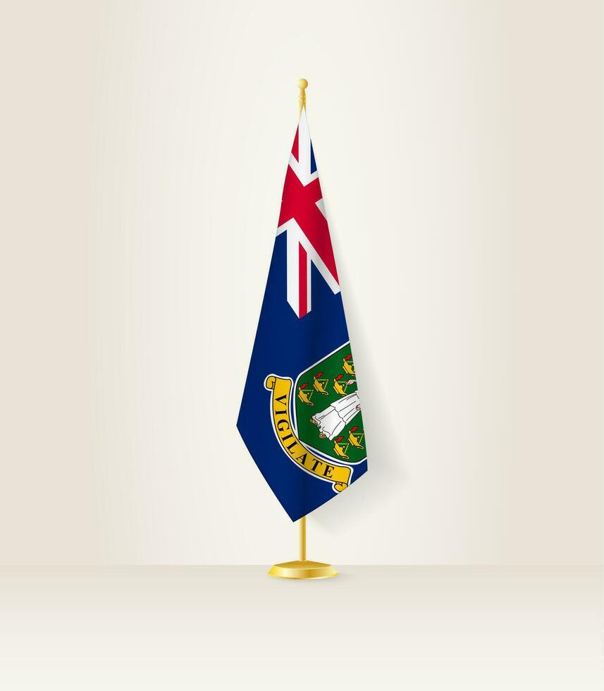 British Virgin Islands flag on a flag stand. vector