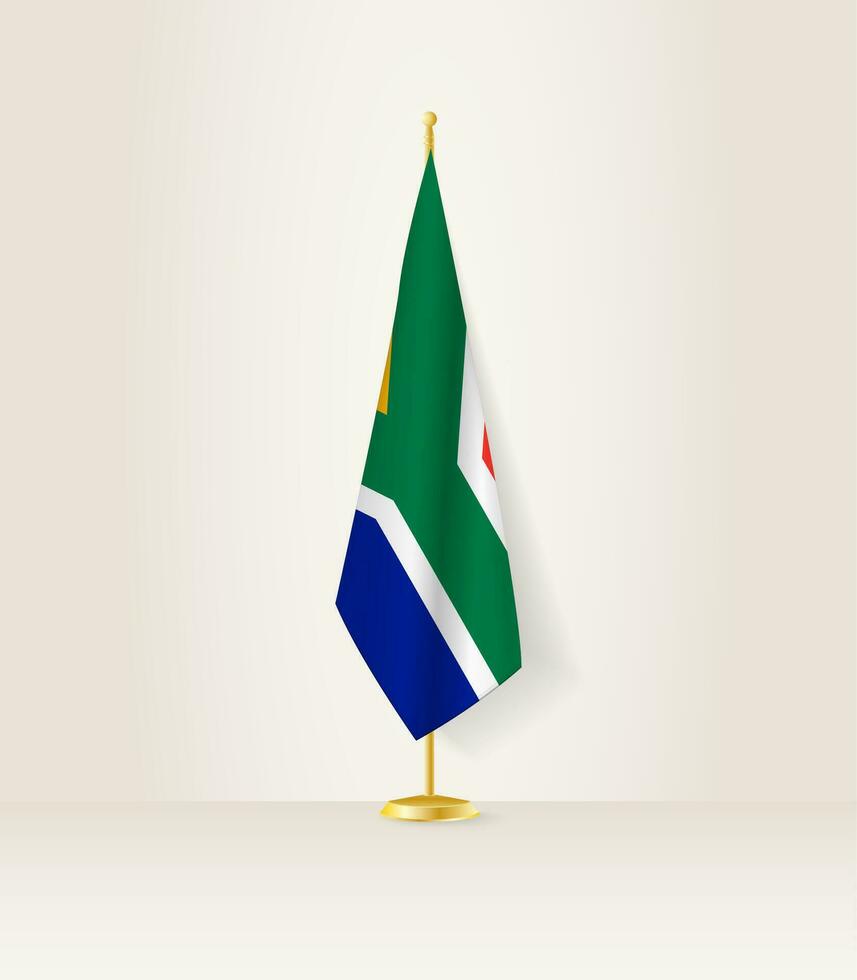 South Africa flag on a flag stand. vector