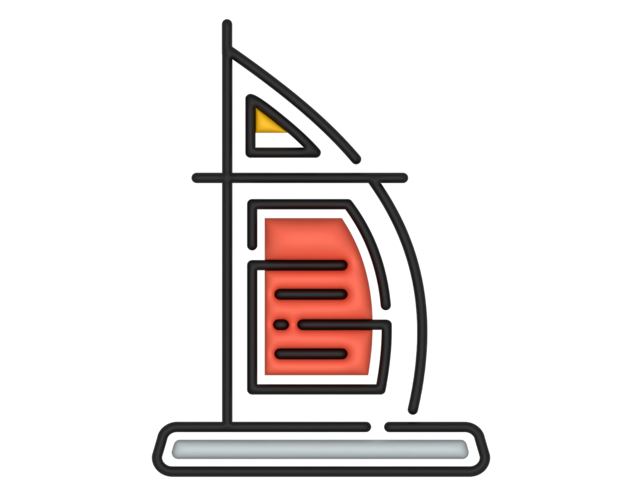 3d Burj Al Arab on a transparent background png