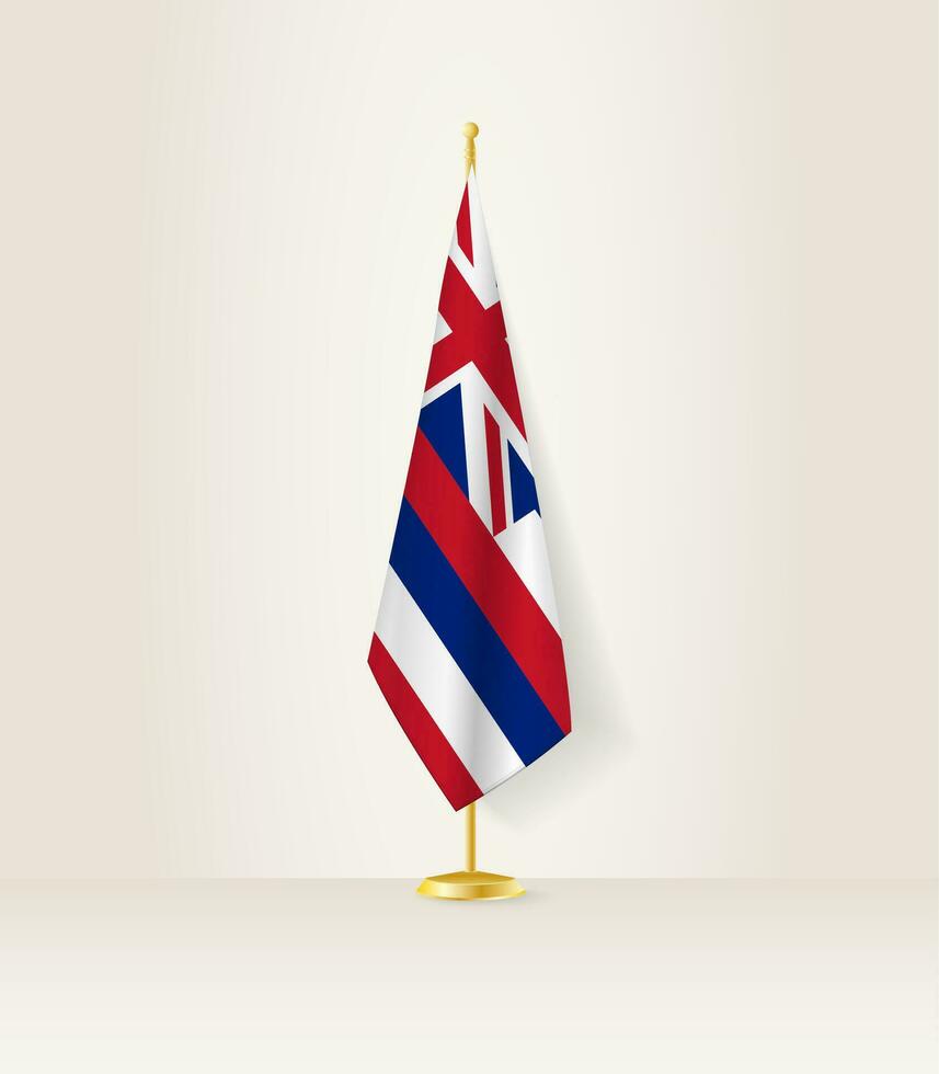 Hawaii flag on a flag stand. vector