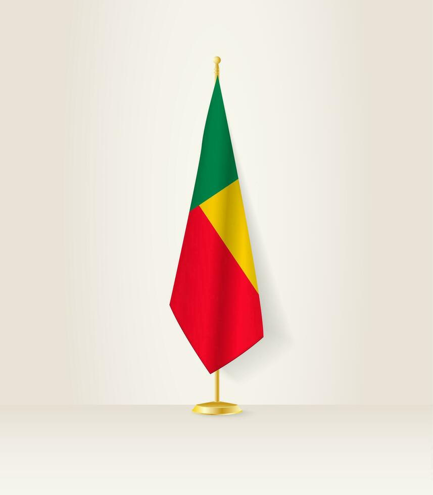 Benin flag on a flag stand. vector