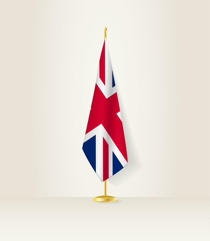 United Kingdom flag on a flag stand. vector