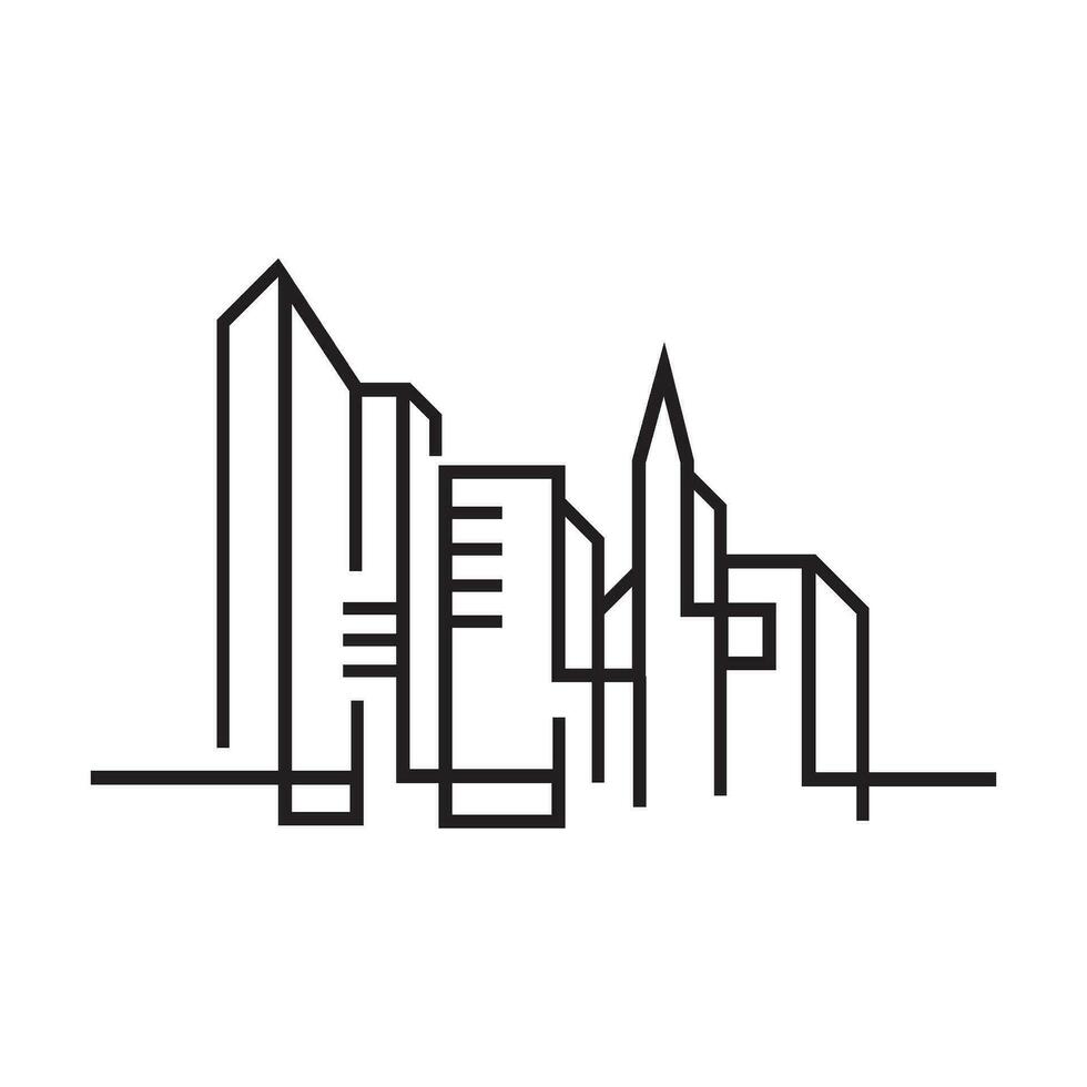 City Building Line art Vector icon design illustration Template