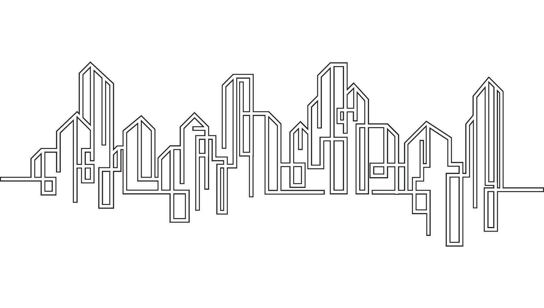 ciudad edificio línea Arte vector icono diseño ilustración modelo
