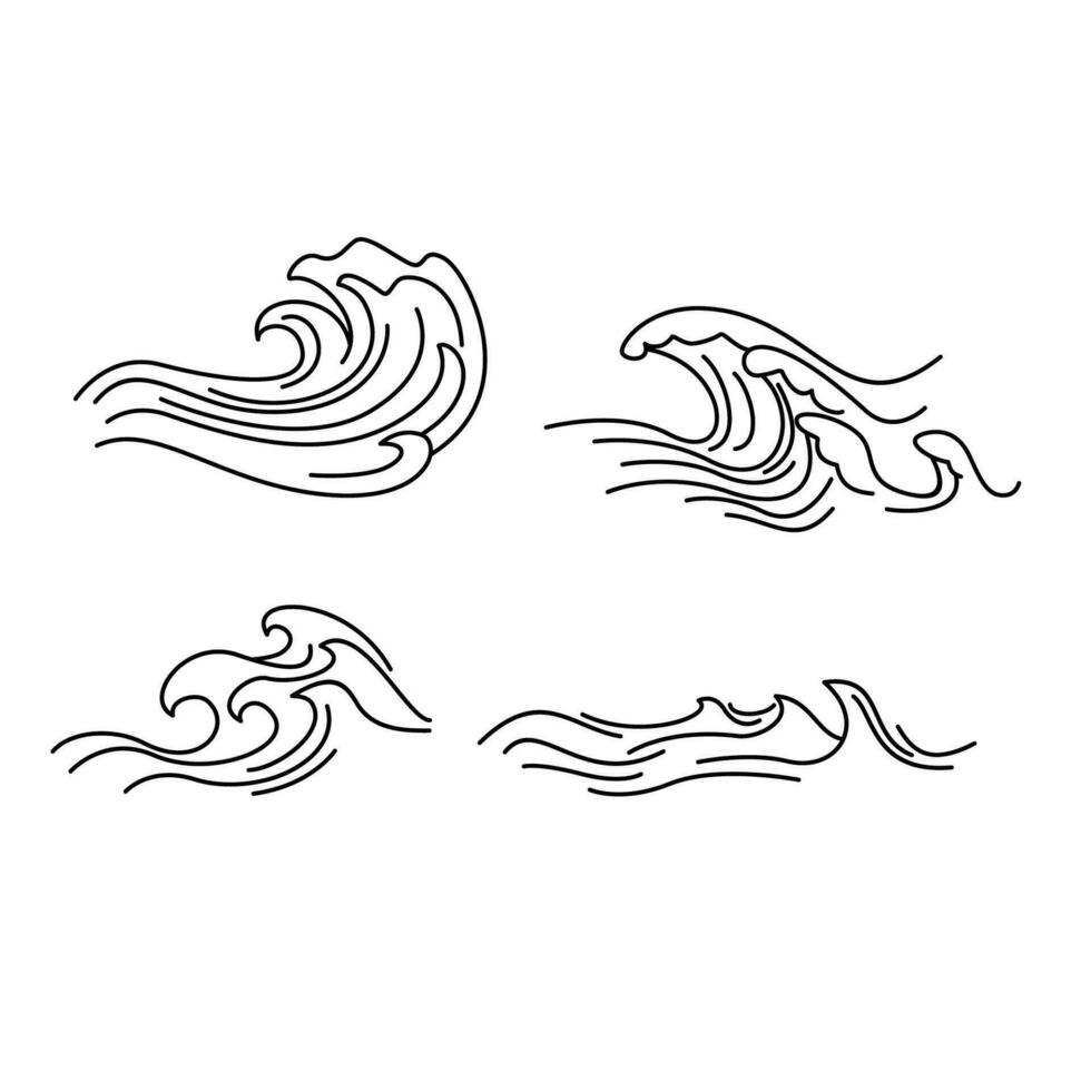 set of wave icon design. flowing ocean water sign and symbol. vector