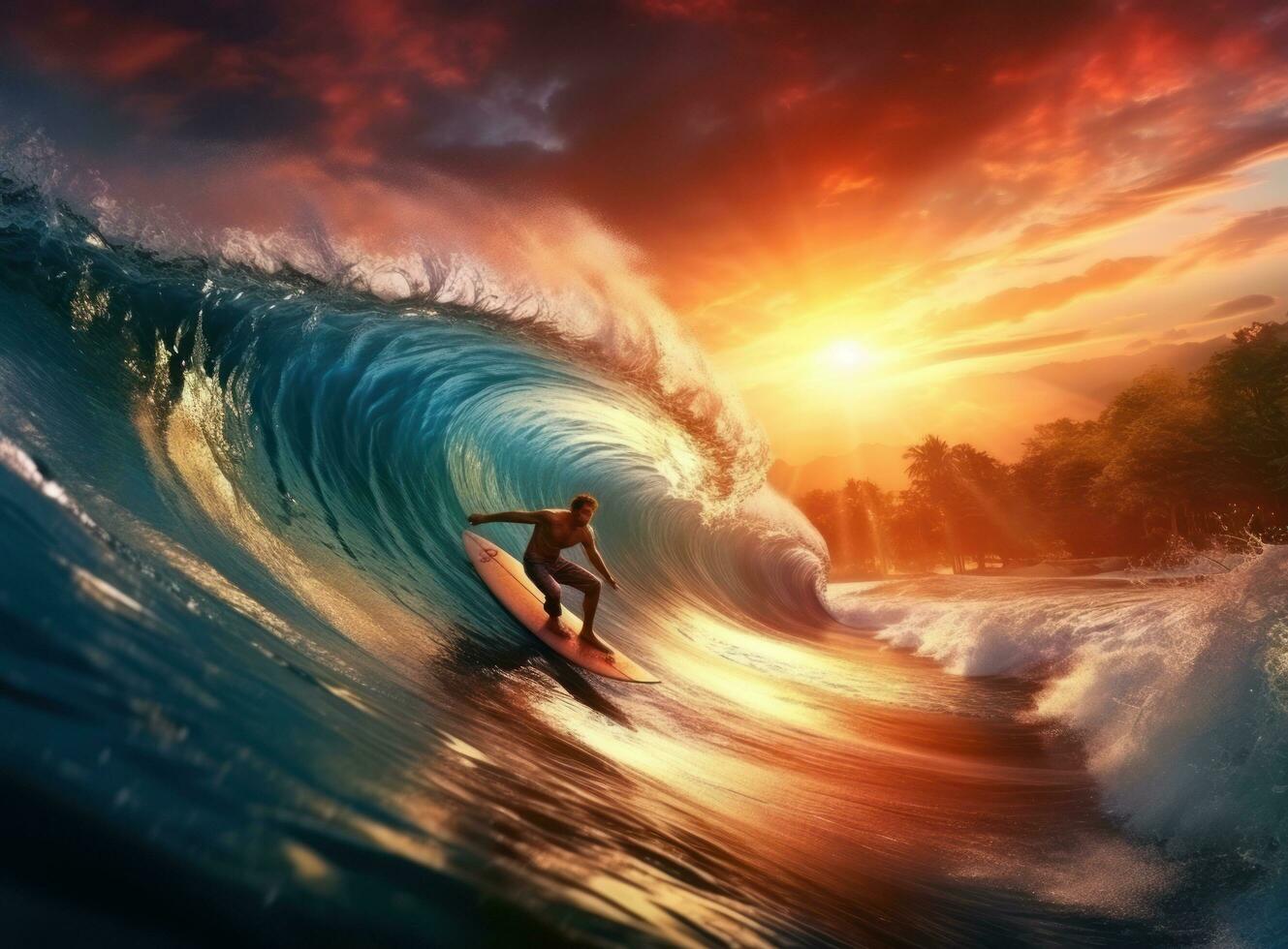 Surfer in the ocean photo