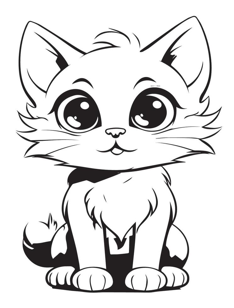 coloring pages cute cat 27288957 Vector Art at Vecteezy