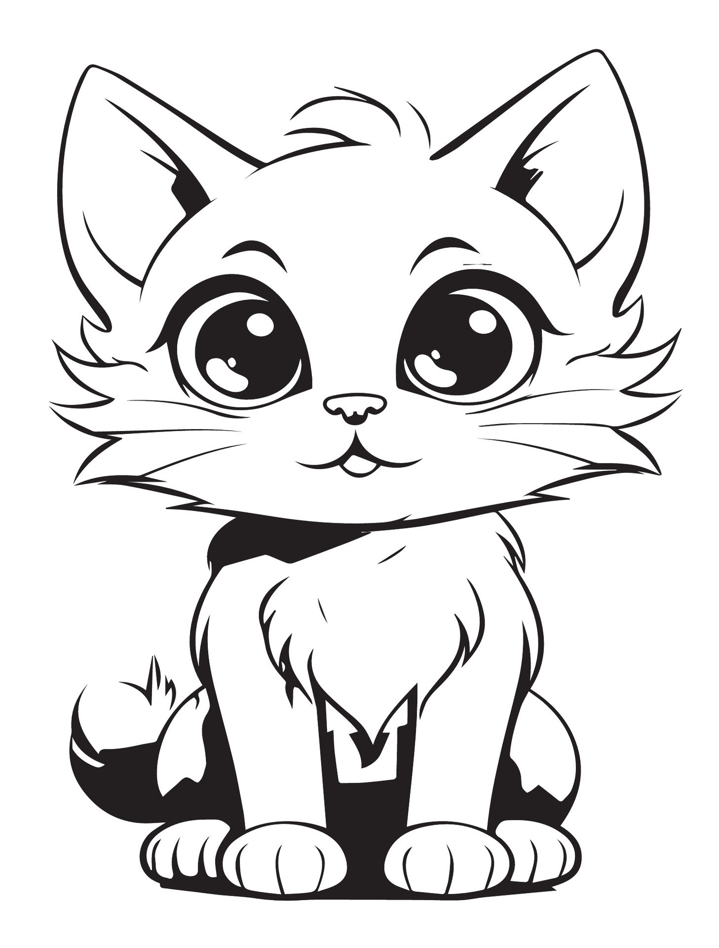 Cute Cat Coloring Page from Vecteezy