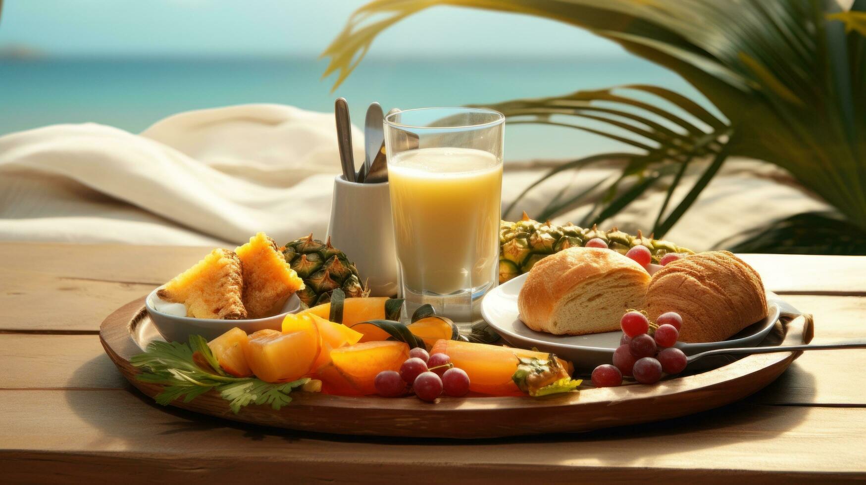 Summer breakfast on the beach photo