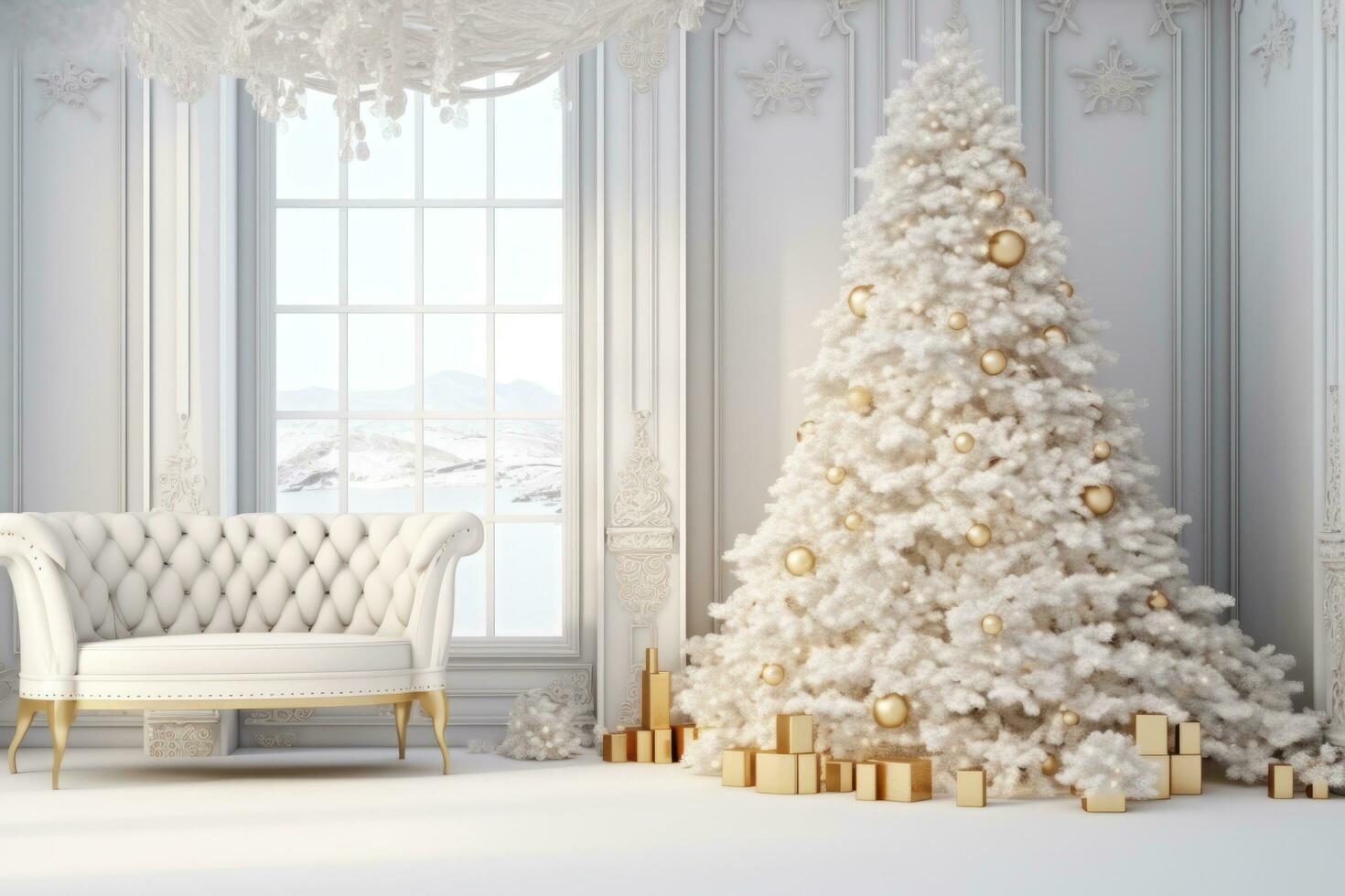 White room with Christmas decoration photo