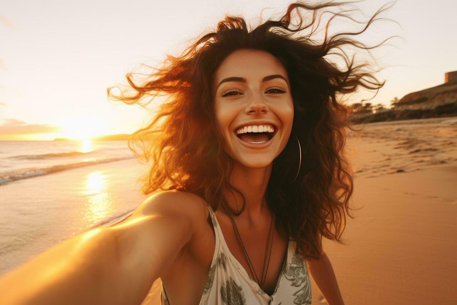 Beautiful surfer girl on the beach photo