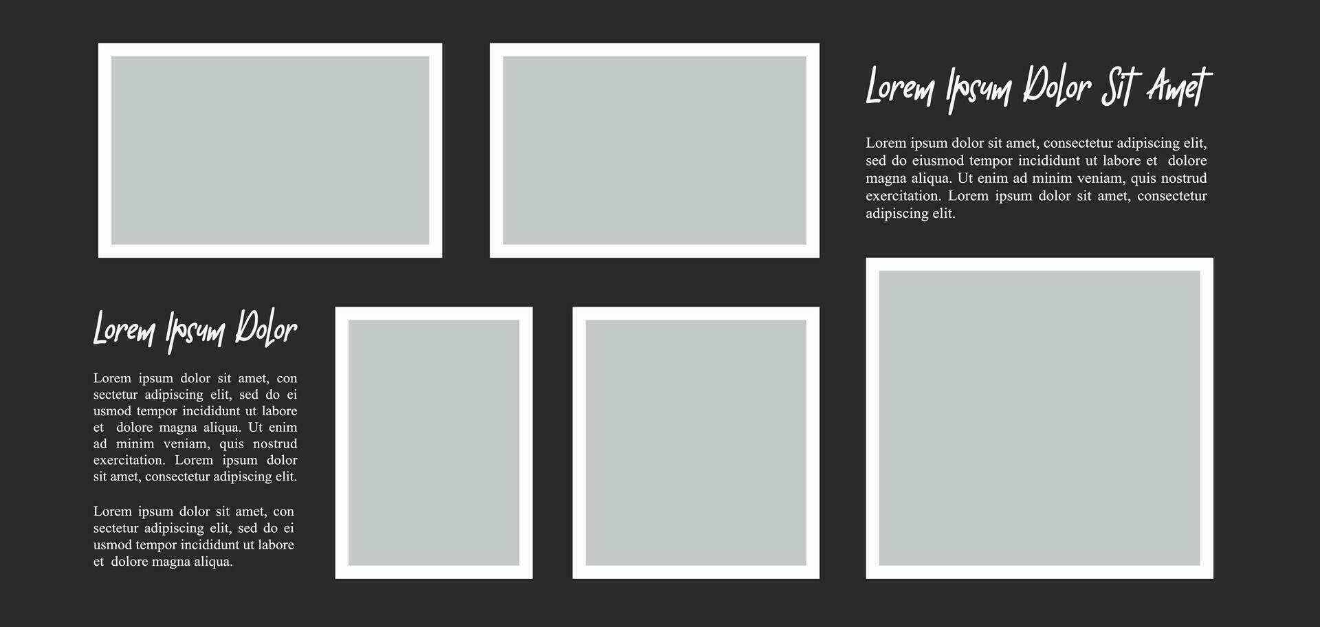 Pictures or photos frame collage. comics page grid layout abstract photo frames and digital photo wall template vector