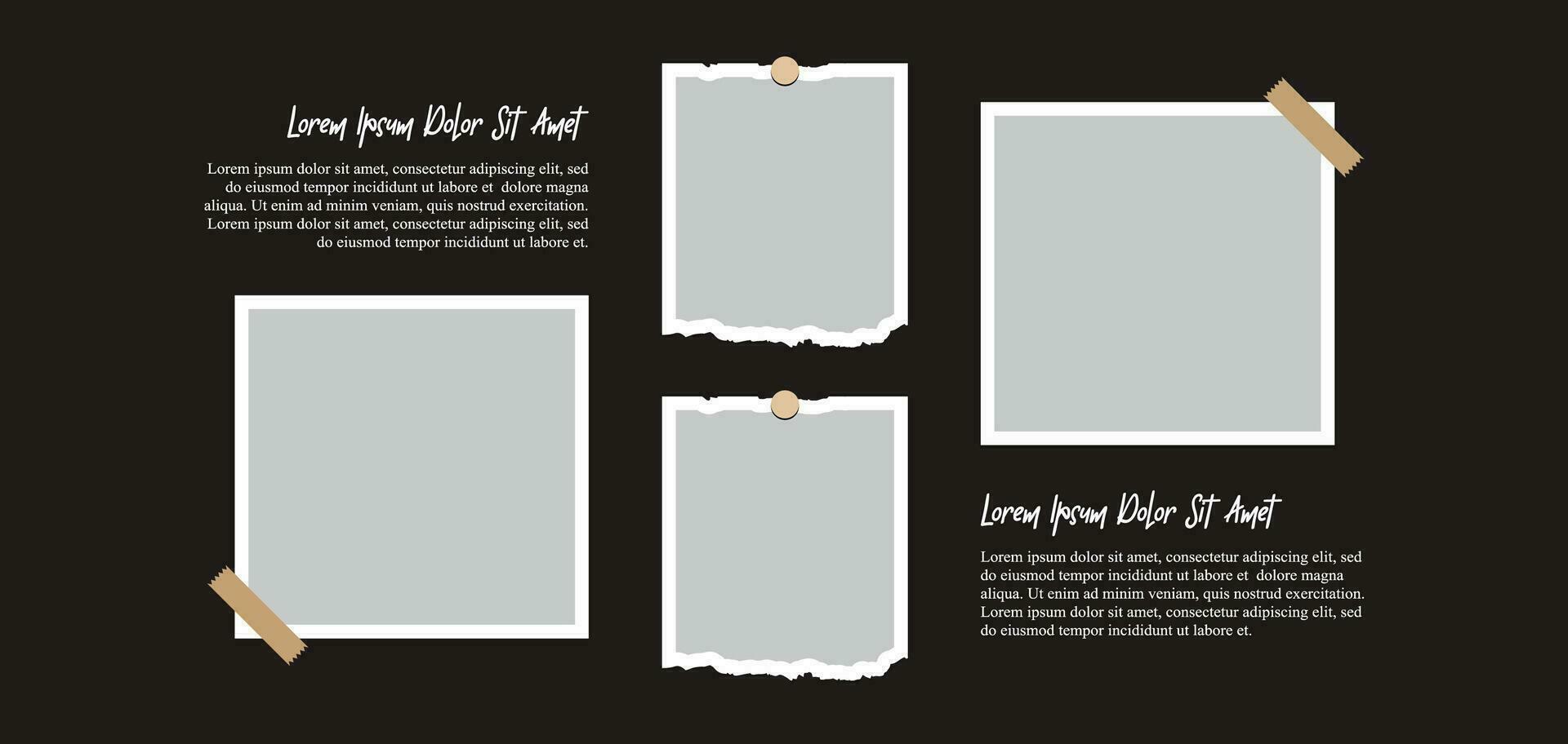 Pictures or photos frame collage. comics page grid layout abstract photo frames and digital photo wall template vector