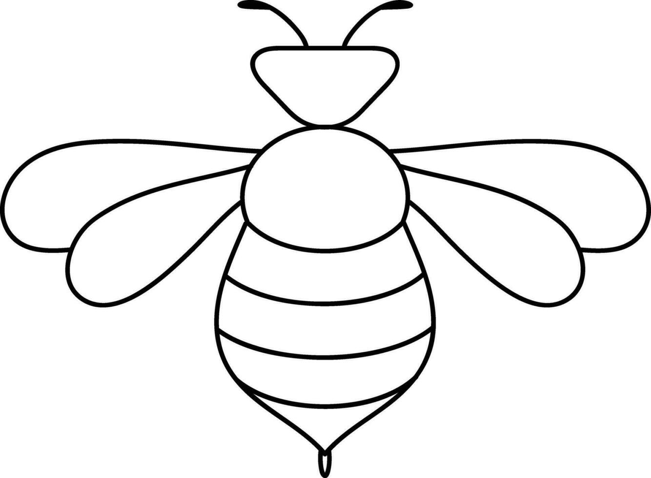 Illustrated bee outline illustration. Black bee line element. vector