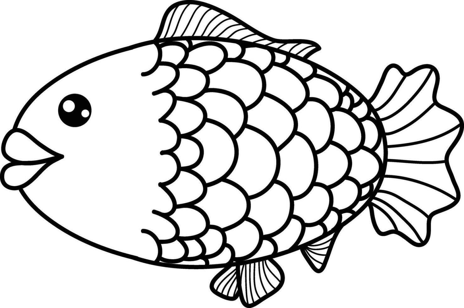 Decorative Illustrated Fish Line Illustration Element vector