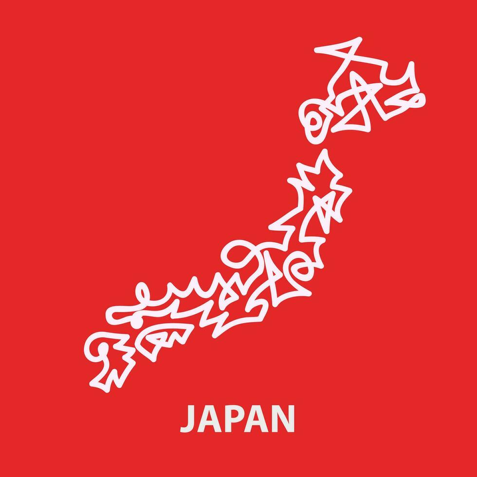 Abstract stroke map of Japan for rugby tournament. vector