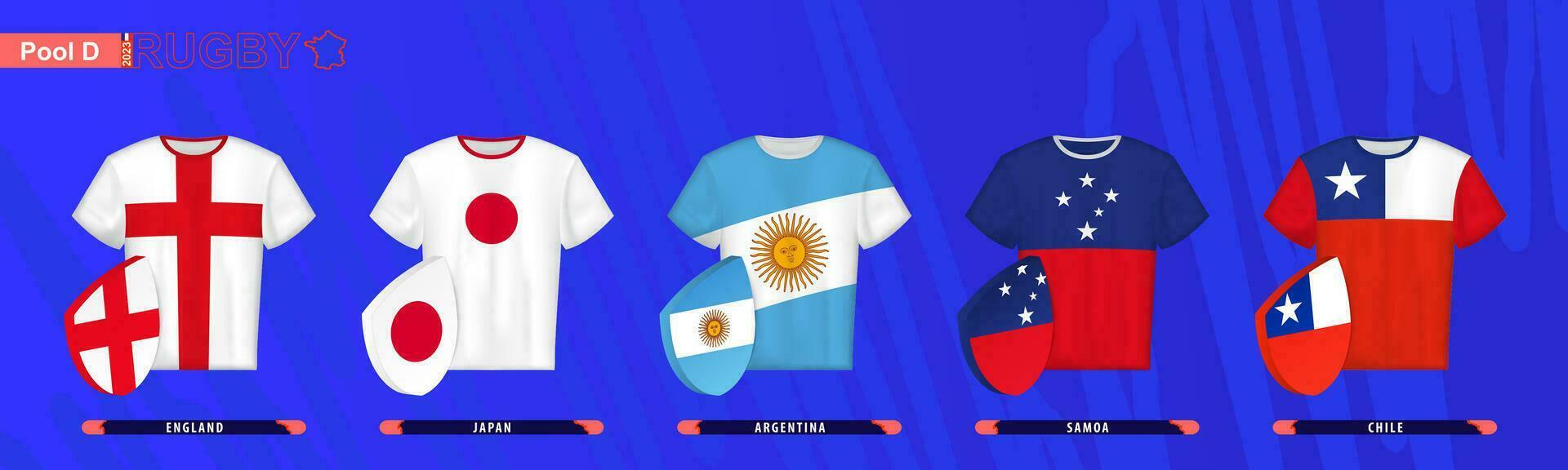 Rugby Jerseys with flag of pool D. vector