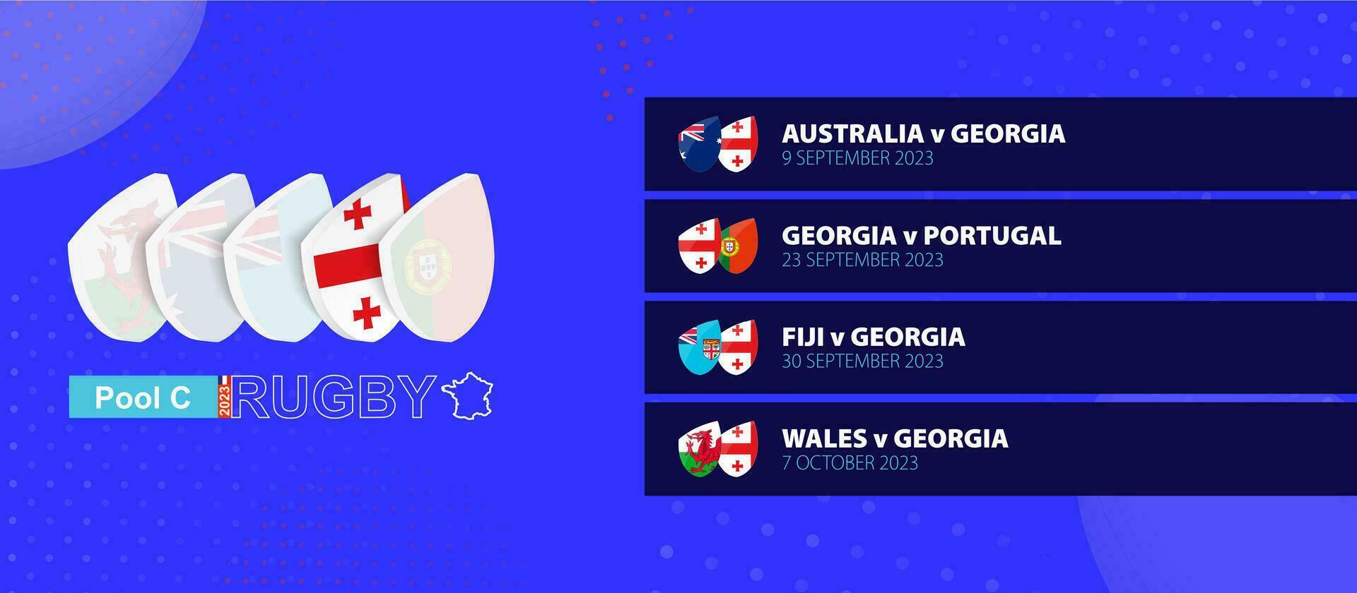 Georgia rugby national team schedule matches in group stage of international rugby competition. vector