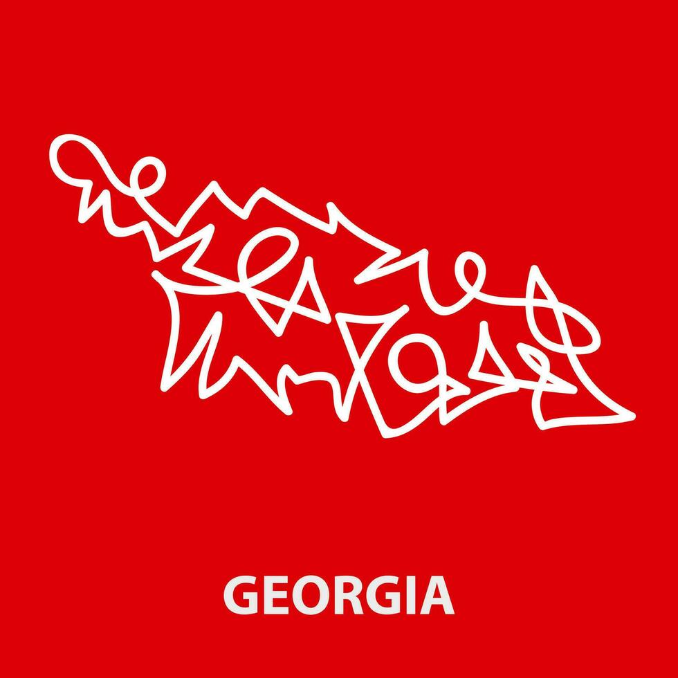 Abstract stroke map of Georgia for rugby tournament. vector