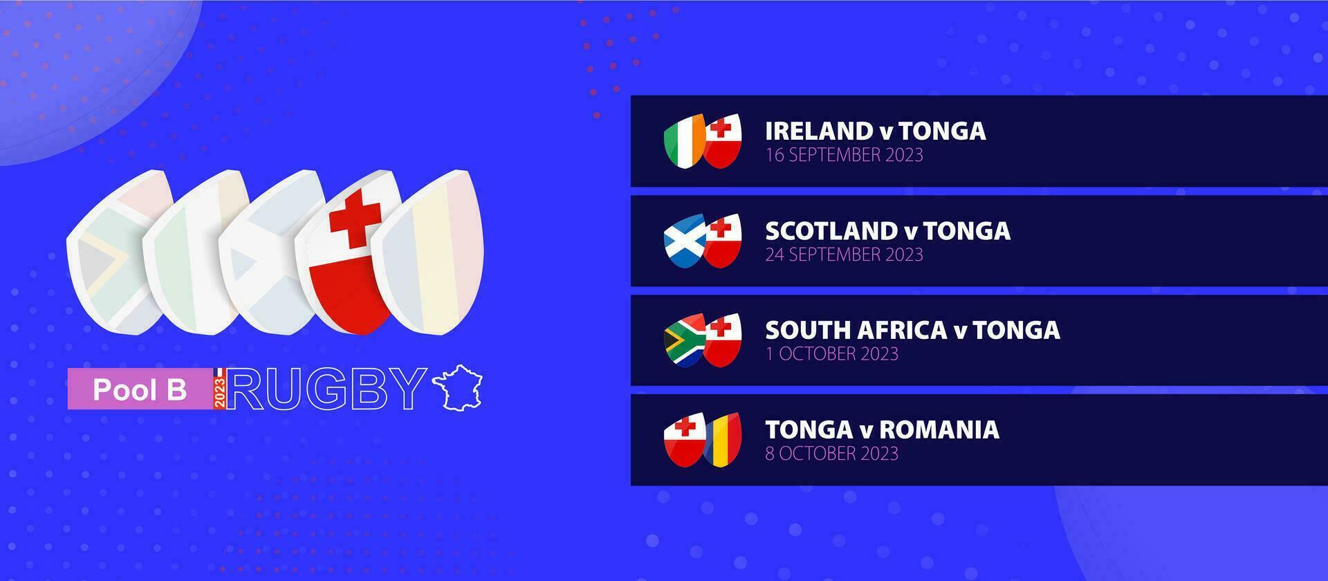 tonga rugby nacional equipo calendario partidos en grupo etapa de internacional rugby competencia. vector