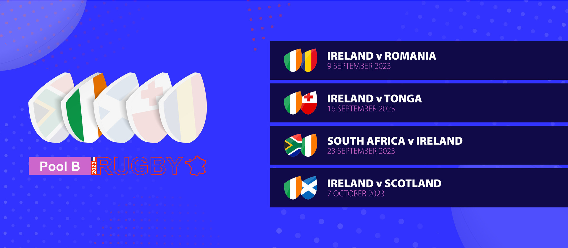 Ireland rugby national team schedule matches in group stage of