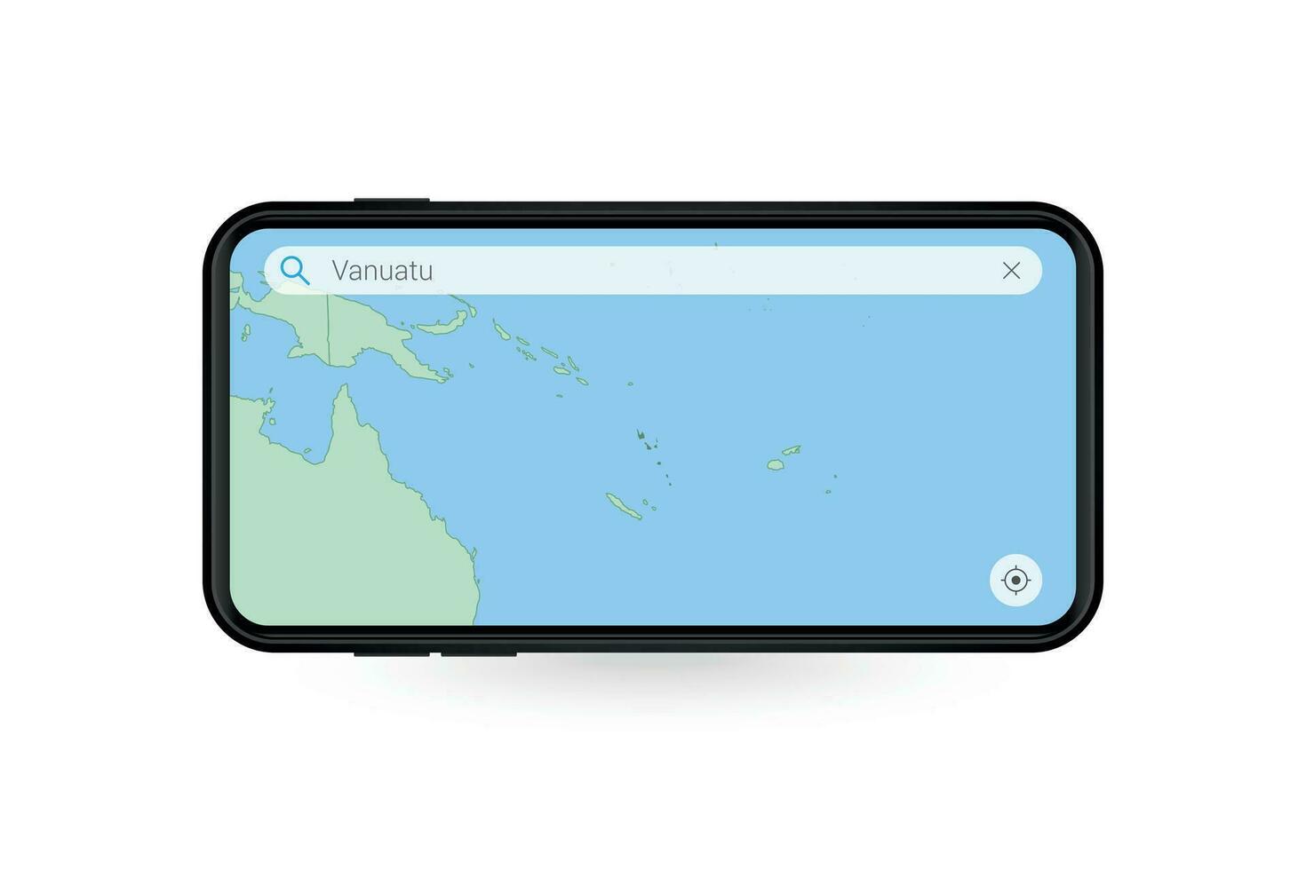 buscando mapa de vanuatu en teléfono inteligente mapa solicitud. mapa de vanuatu en célula teléfono. vector