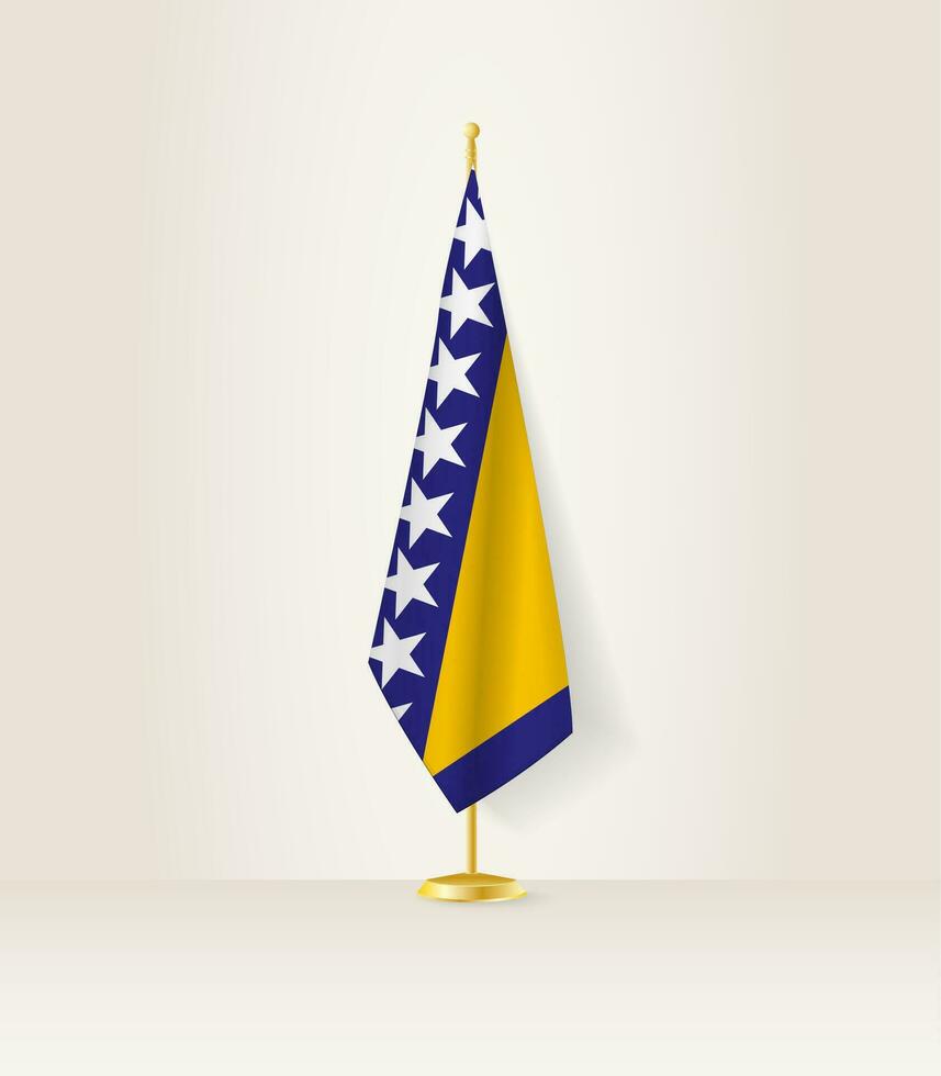 bosnia y herzegovina bandera en un bandera pararse. vector