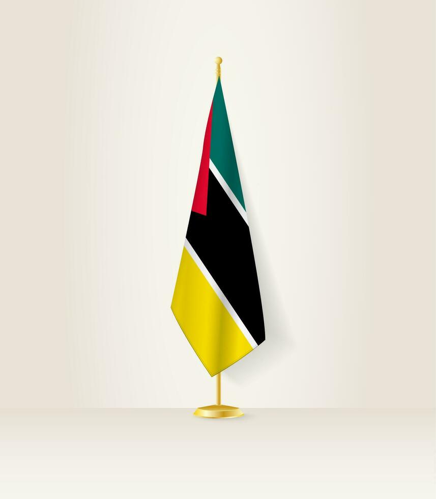 Mozambique bandera en un bandera pararse. vector