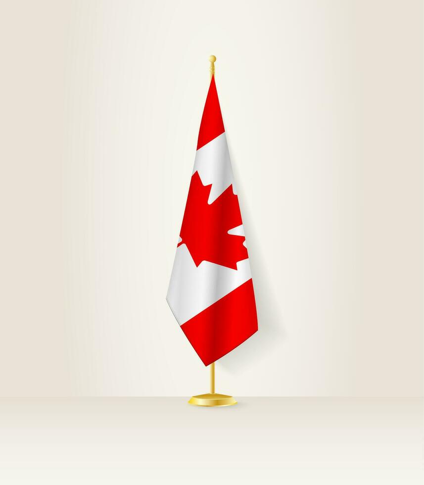 Canada flag on a flag stand. vector