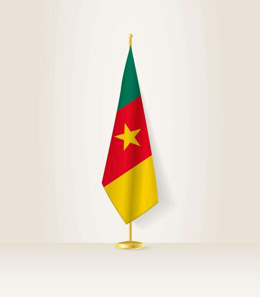 Camerún bandera en un bandera pararse. vector