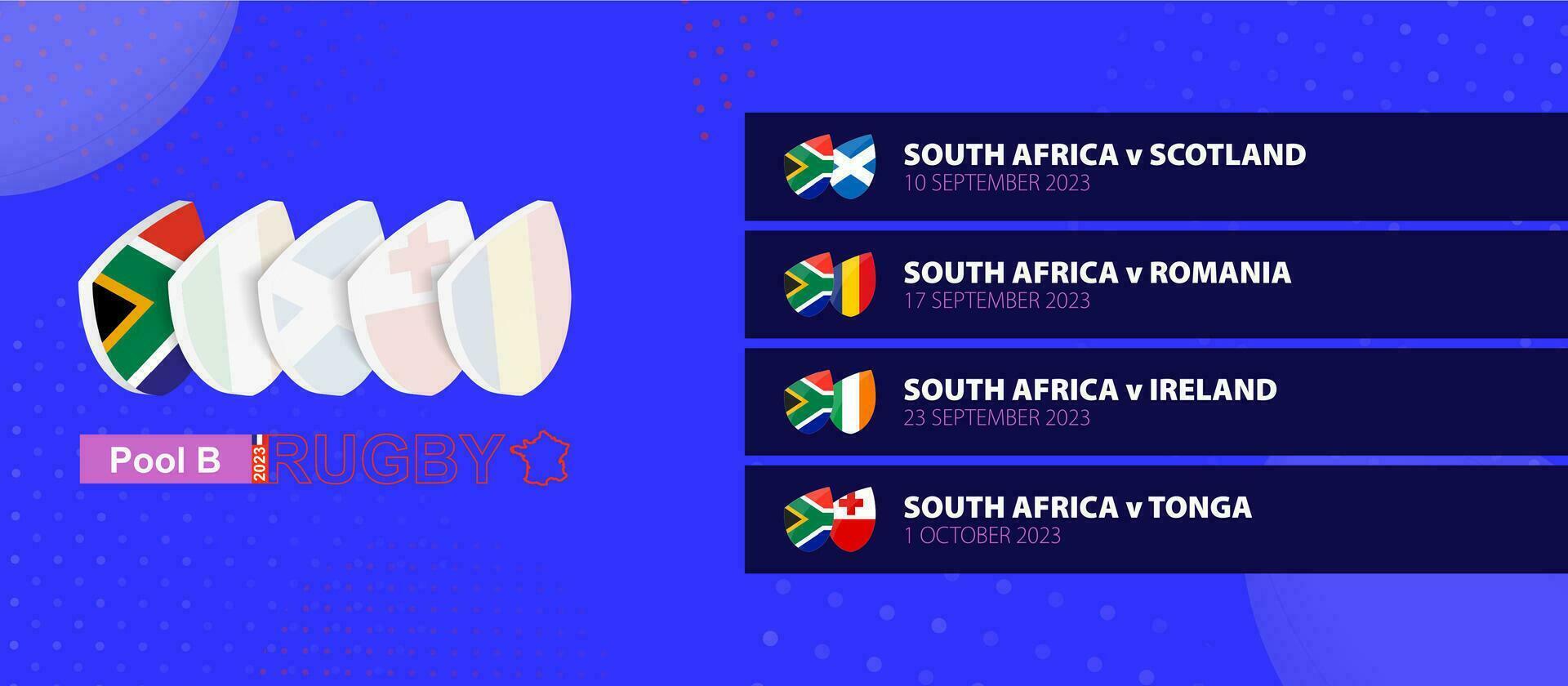 South Africa rugby national team schedule matches in group stage of international rugby competition. vector