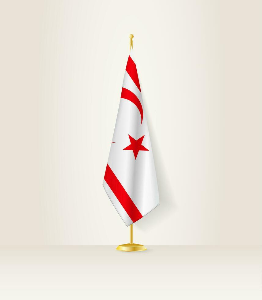 Northern Cyprus flag on a flag stand. vector