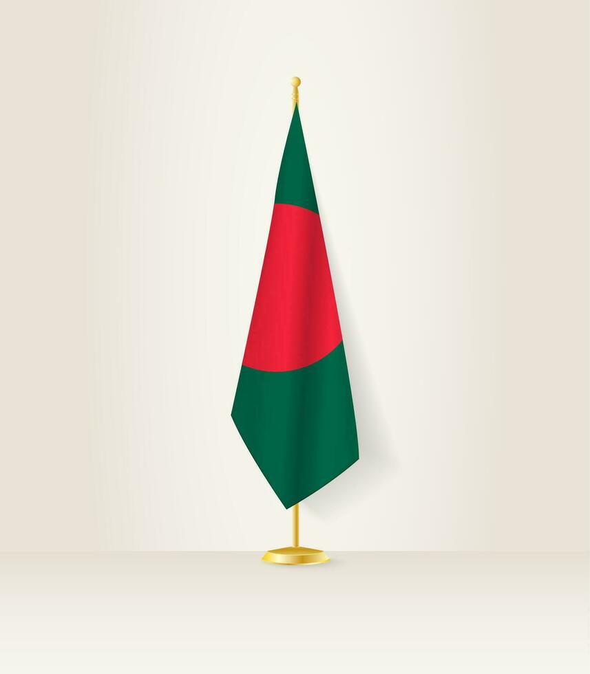 Bangladesh bandera en un bandera pararse. vector