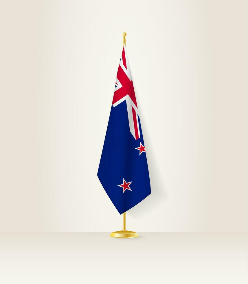 New Zealand flag on a flag stand. vector