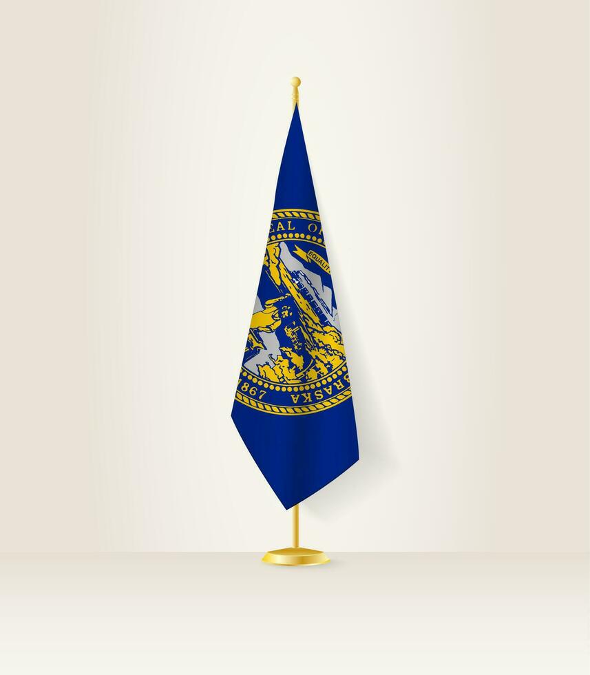 Nebraska flag on a flag stand. vector