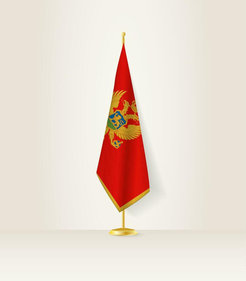 Montenegro flag on a flag stand. vector