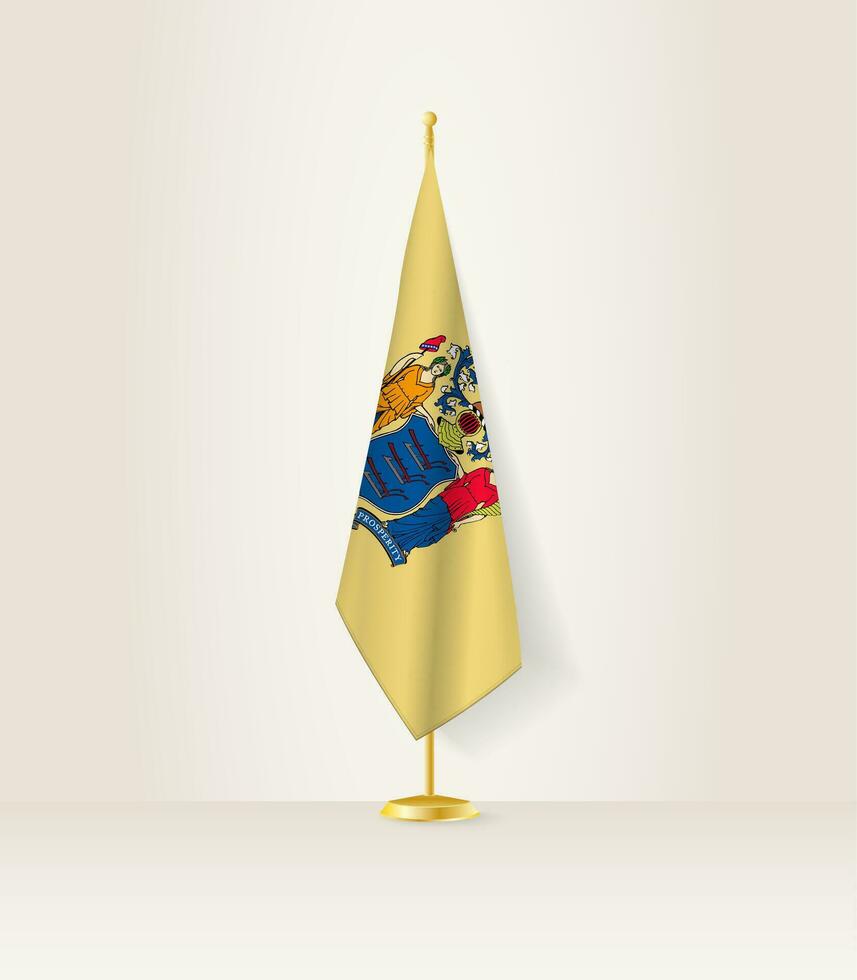 New Jersey flag on a flag stand. vector