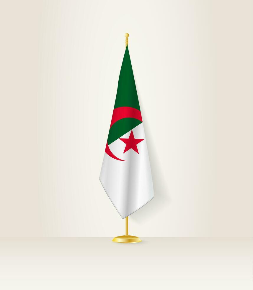 Argelia bandera en un bandera pararse. vector