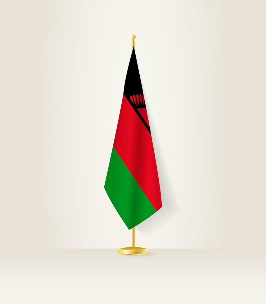 Malawi flag on a flag stand. vector