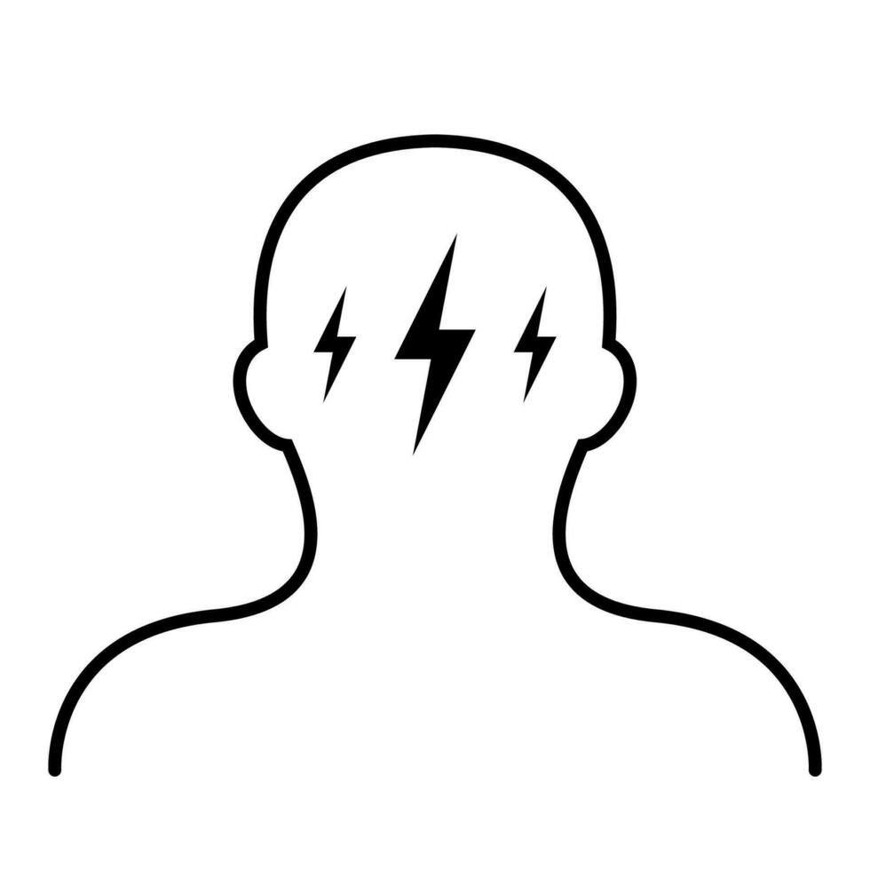 Icon man suffering from migraine headache, disease health headache problems vector
