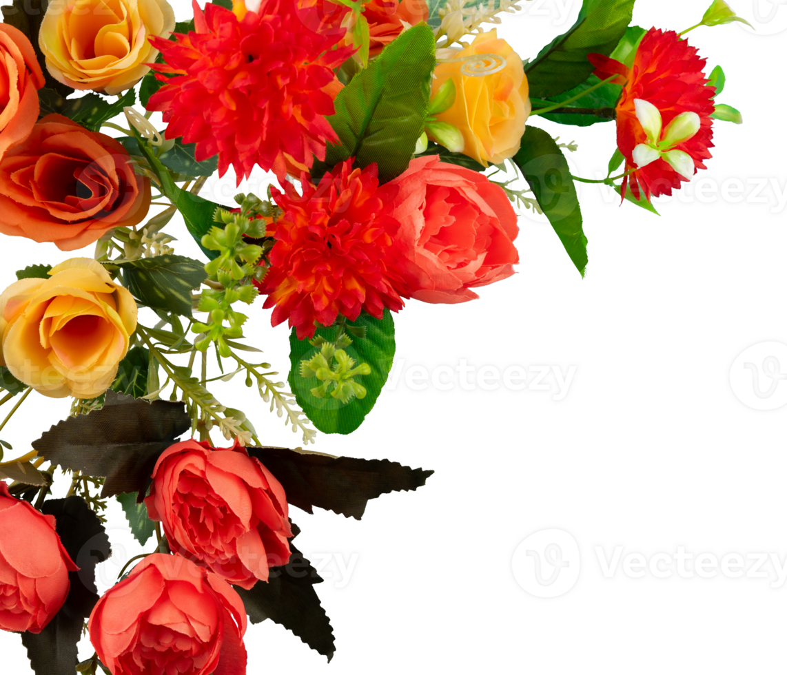 Bouquet flower frame corner isolated png