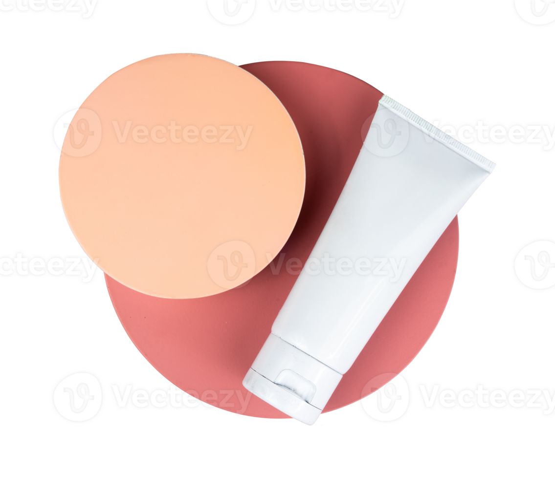 blanc cosmétique tube récipient dans minimaliste plat allonger png