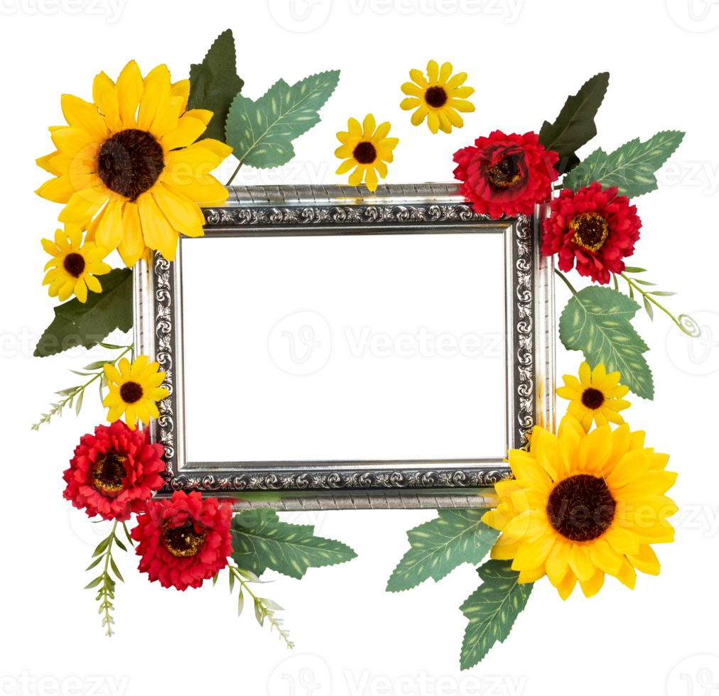 vintage frame with flowers ornament png