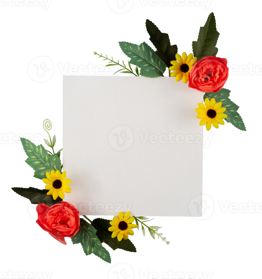 Square paper copy space with floral ornament png