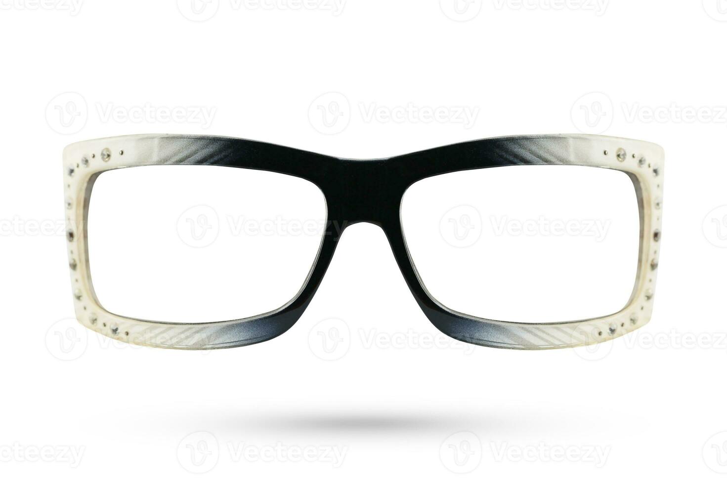 Fashion glasses style plastic-framed with diamonds isolated on white background. photo