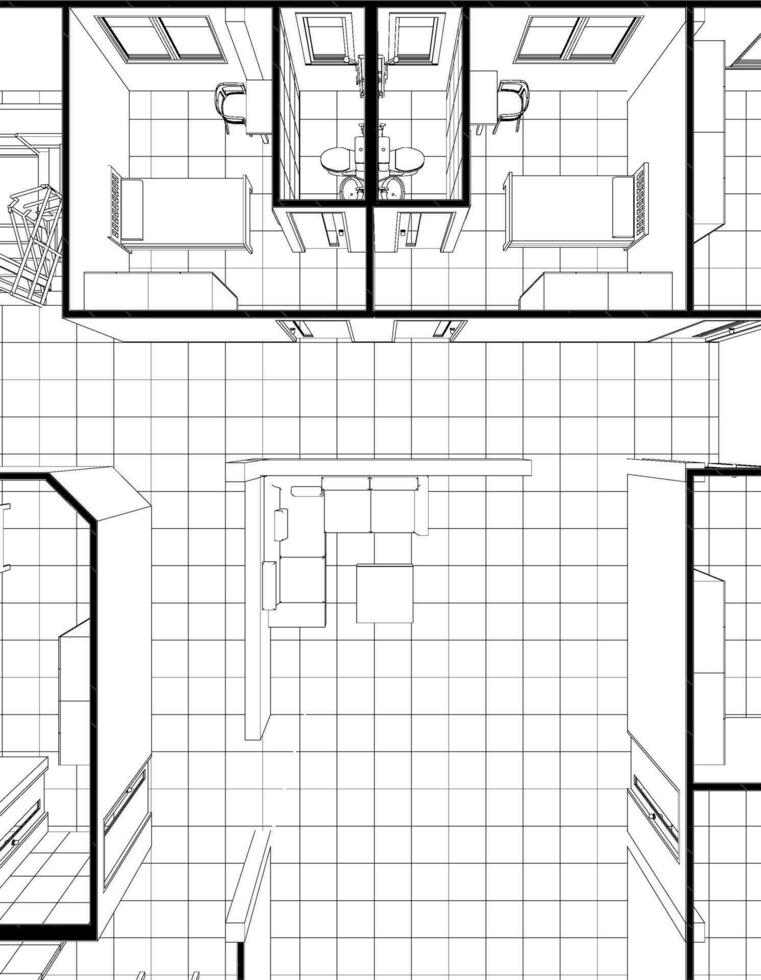 3D illustration of residential project vector