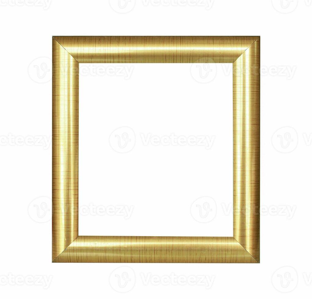 Wooden gold frame vintage isolated background. photo