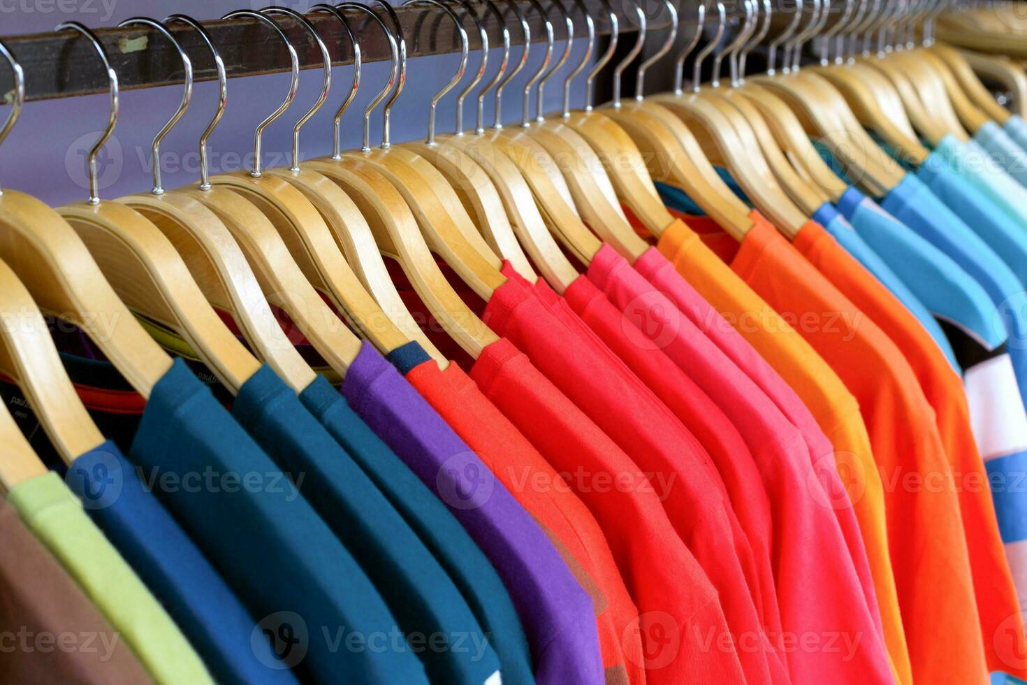 New clothes colorful in a shop store. photo